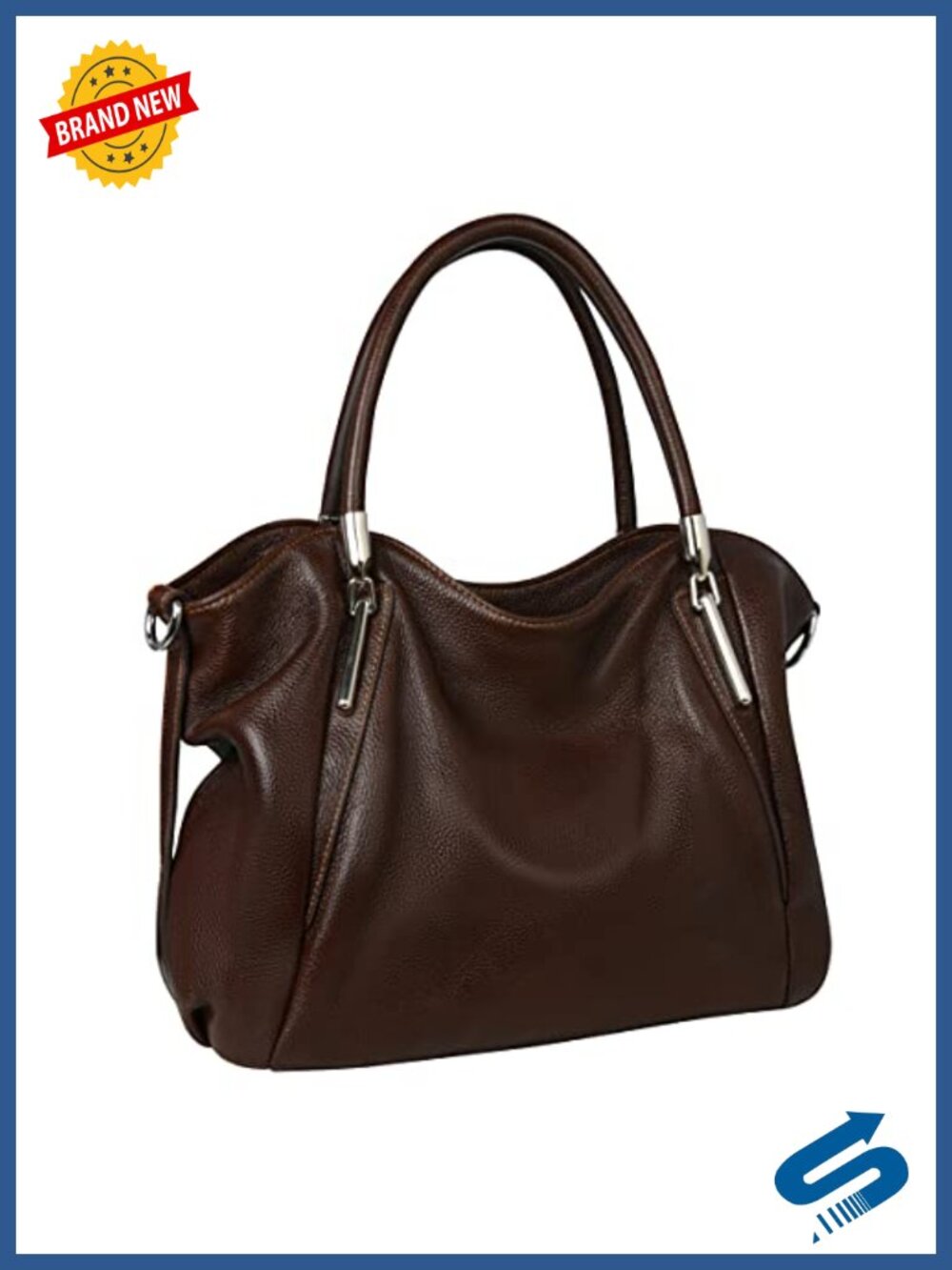 Genuine Leather Hobo Tote Satchel Handbag with Crossbody Strap